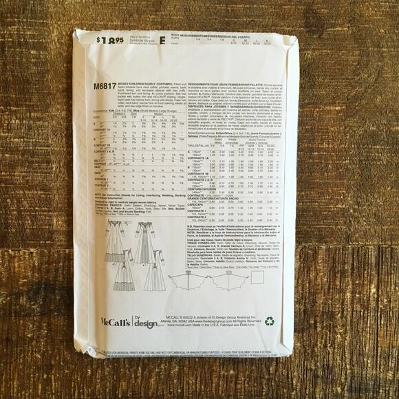 McCalls Sewing Pattern M6817 Merida Brave Vampiress Costume Kids 3-8 UNCUT - Picture 2 of 3